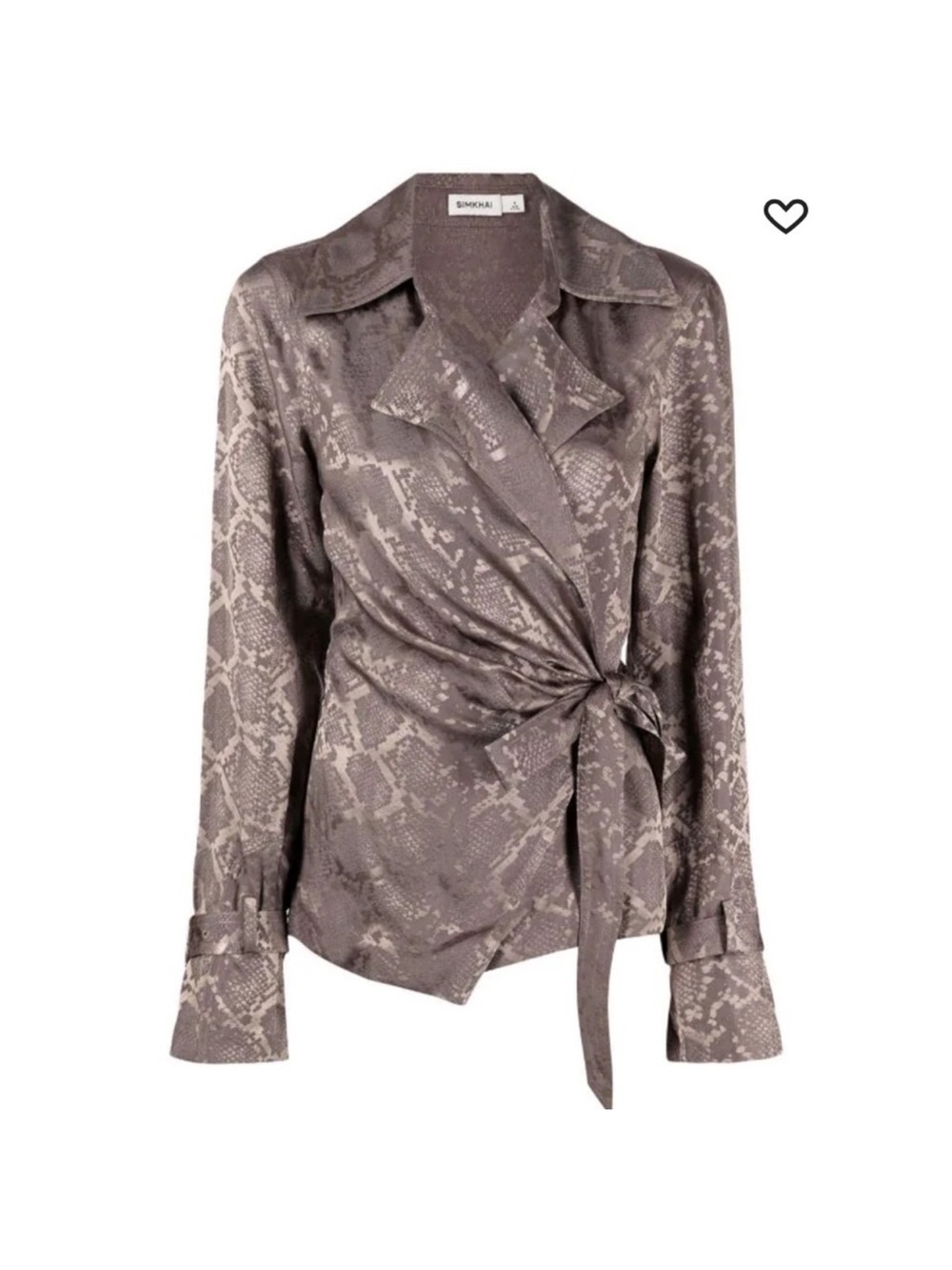 Jonathan Simkhai Taupe Snake-Print Wrap Blouse